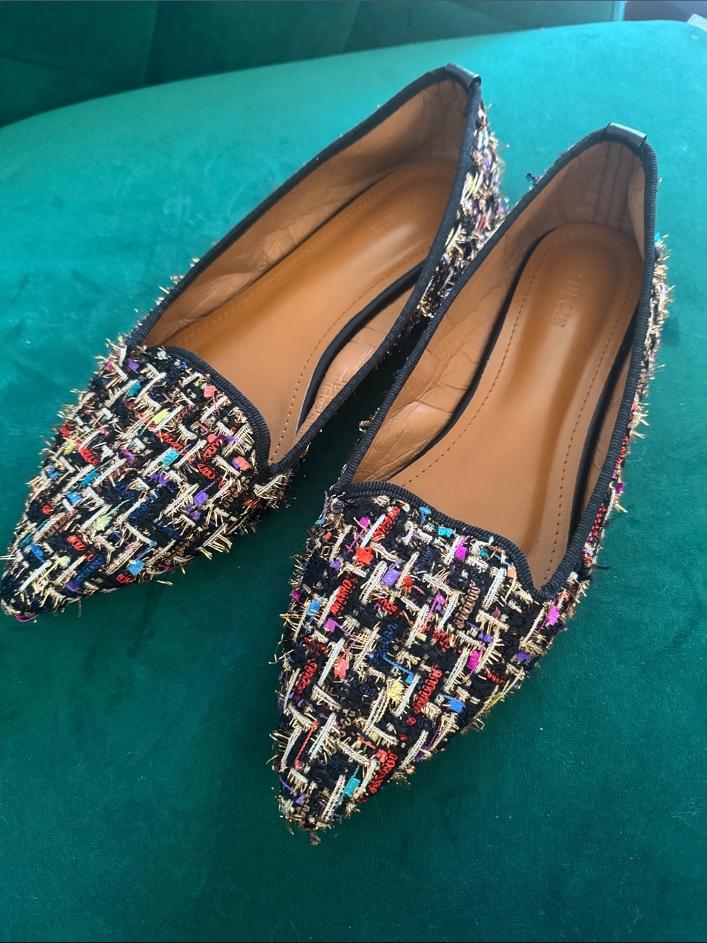 SHEIN Multicolor Tweed Pointed Flats
